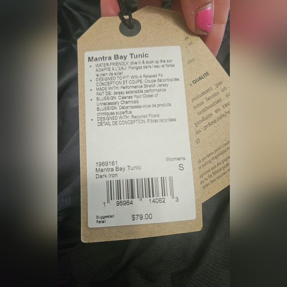 PRANA Marina Bay Tunic Cover-Up In Dark Gray. Size Small NWT - Picture 5 of 9